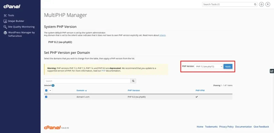 How to Update the PHP Version of Your WordPress Site, Changing the PHP Version of Your WordPress Website in cPanel 3