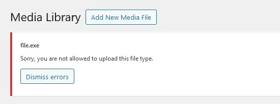 51 Common WordPress Errors and How to Fix Them, 28. Sorry, This File Type Is not Permitted for Security Reasons