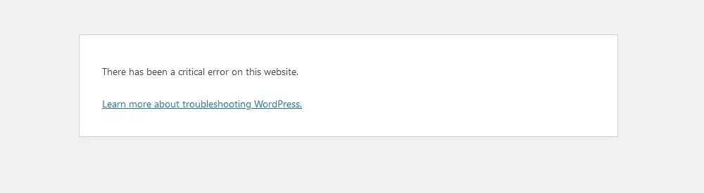 51 Common WordPress Errors and How to Fix Them, 41. There Has Been a Critical Error on This Website