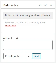 Orders, Order Notes