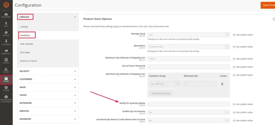 Magento Inventory Management Made Easy, Configuring Alerts