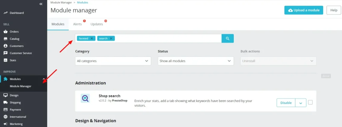 How to Set Up Faceted Search in PrestaShop, Installing and Configuring a Faceted Search Module